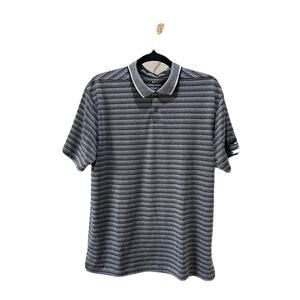 Nike Y2K Golf Mens Gray Black Stripe Athletic Golf Polo Dri-Fit Size Medium